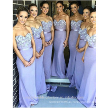 Vestido de festa com encanto Beading 2016 Sexy Appliqued Long Lavender Mermaid Bridesmaid Dress LB2303